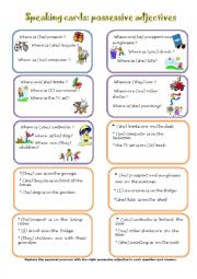 English Worksheet: possessive adjectives (speaking cards)