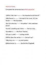 English Worksheet: prepositions