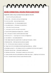 English Worksheet: Word formation ( nouns from adjectives)