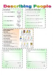 English Worksheet: DESCRIBING PEOPLE