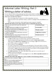 English Worksheet: Writing a letter of advice