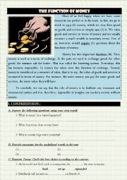 English Worksheet: the function of money