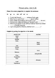 English Worksheet: Vocabulary and phrasal verbs