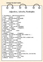 Adjectives, Adverbs, Participles ( word choice)