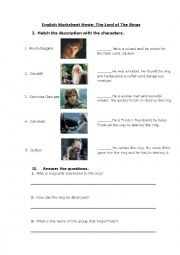 English Worksheet: The Lord of the Rings Movie