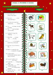 English Worksheet: animals in proverbs and idioms
