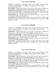 English Worksheet: Pollution problems