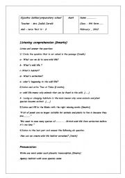 English Worksheet: mid-term test N:2