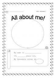 English Worksheet: All about me