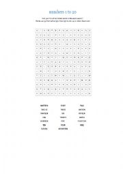 numbers word search from 1 to 20