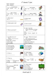 English Worksheet: 4th quiz