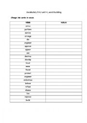English Worksheet: word building 