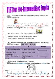 English Worksheet: Test for Pre -intermediate pupils