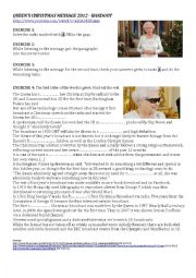English Worksheet: Queens Christmas broadcast 2012
