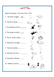 English Worksheet: Comparisons Yes No