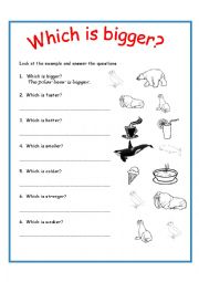English Worksheet: Which is Bigger?