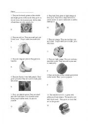 English Worksheet: Fruits