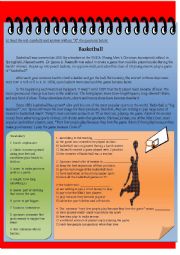 English Worksheet: Basketball (Reading +  Activity + Answer Key)