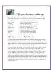 English Worksheet: Fortune telling in a cup
