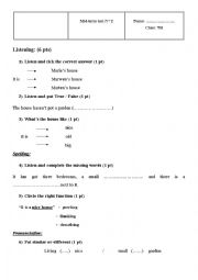 English Worksheet:  7th form mid term test number 2