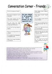 English Worksheet: Conversation corner: Friends