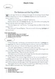 English Worksheet: the tortoise and the tug of war
