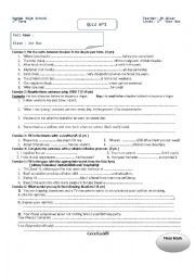 English Worksheet: Test Bac 1