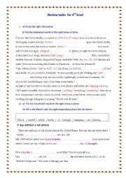 English Worksheet: Review tasks  for 4th level