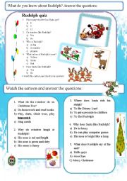 English Worksheet: Christmas Rudolph Quiz
