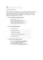 English Worksheet: WHAT IS PETER DOING?