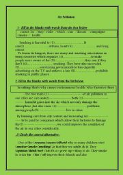 English Worksheet: air pollution 