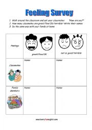 English Worksheet: Feeling survey
