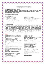 English Worksheet: Song Sheet 