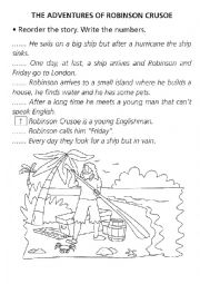 English Worksheet: The adventures of Robinson Cusoe