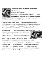 English Worksheet: Romeo and Juliet (plot summary)