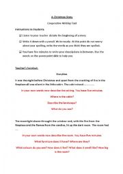 English Worksheet: Teachers Handout. Cooperative Writing. Christmas Story