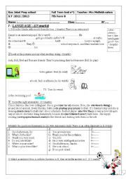 English Worksheet: end term test 1 7th form