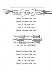 English Worksheet: Days of the week