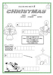English Worksheet: Colour Christmas 2
