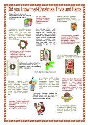 English Worksheet: Christmas trivia and facts - reuploaded