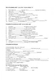 English Worksheet: a/an/the