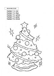 English Worksheet: Christmas tree to color