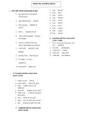 English Worksheet: Some/any and Many/much