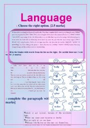 English Worksheet: 9th form test n1 part 2 (Language)