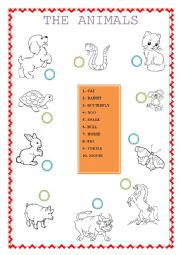 English Worksheet: THE ANIMALS