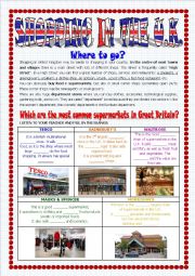 English Worksheet: SHOPPING IN THE UK