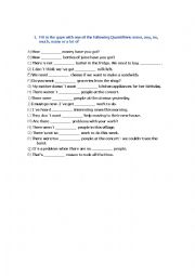 English Worksheet: quantifiers