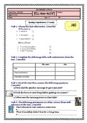 English Worksheet: Full-Term Test N2 A SPECIAL FRIENDSHIP