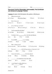 English Worksheet: Placement test