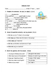 English Worksheet: english test/do-does